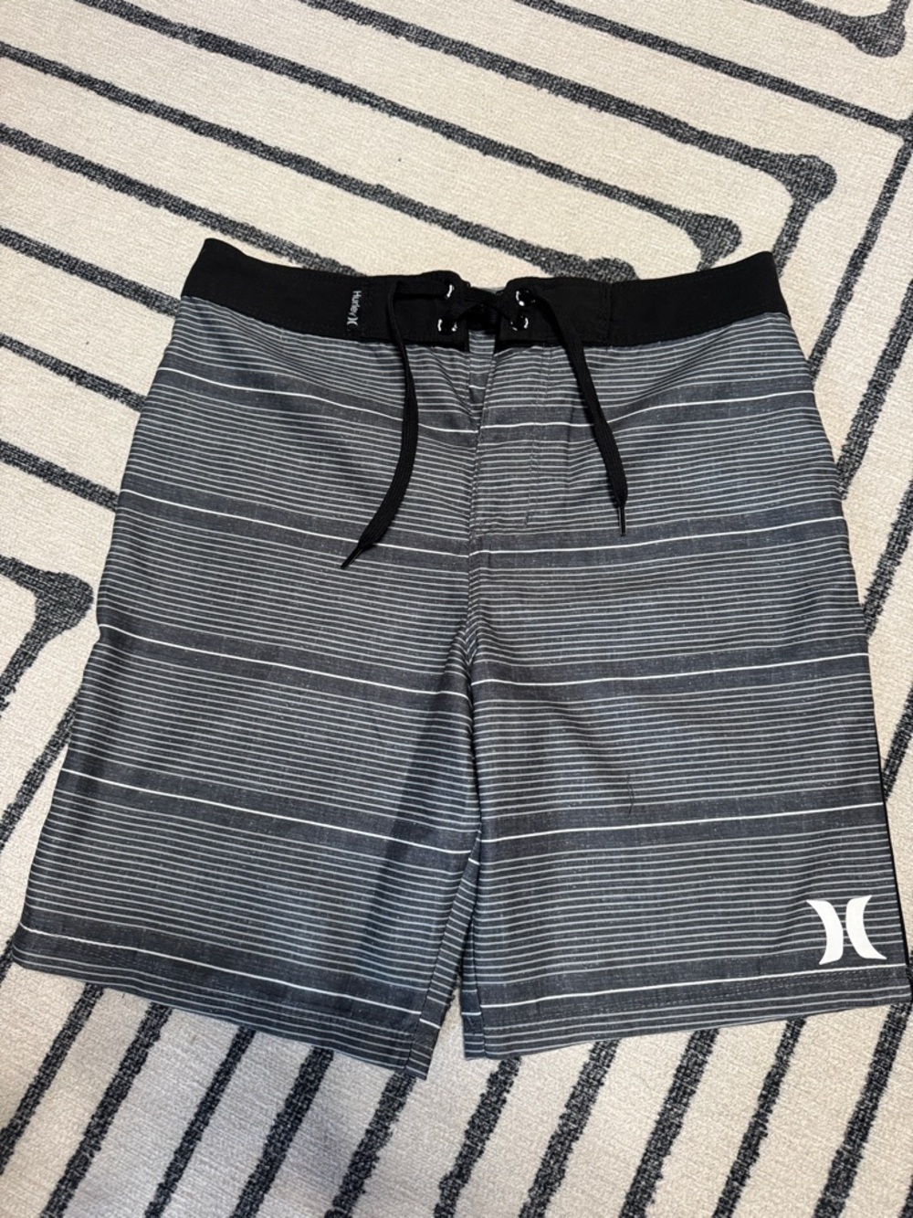 Hurley Gray & Black Striped Boardshorts